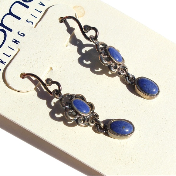Boma Lapis Lazuli Sterling Silver Dangle Earrings with Original Card - Picture 2 of 3